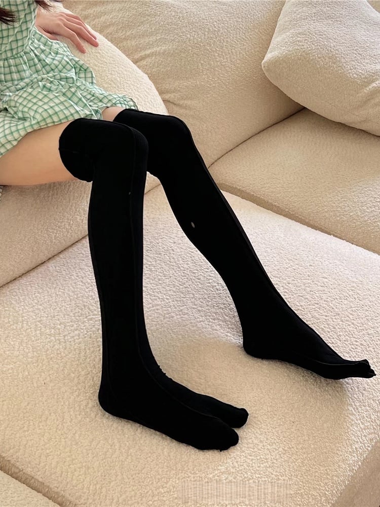6 Vertical Stripe Toe-Separated Colors Pattern Stockings