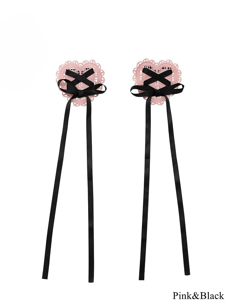 – Lolita Options Heart-shaped with Hairclips Accents Color 4 Ribbon