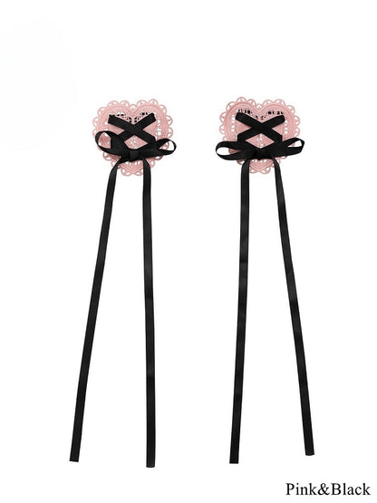 – Lolita Options Heart-shaped with Hairclips Accents Color 4 Ribbon