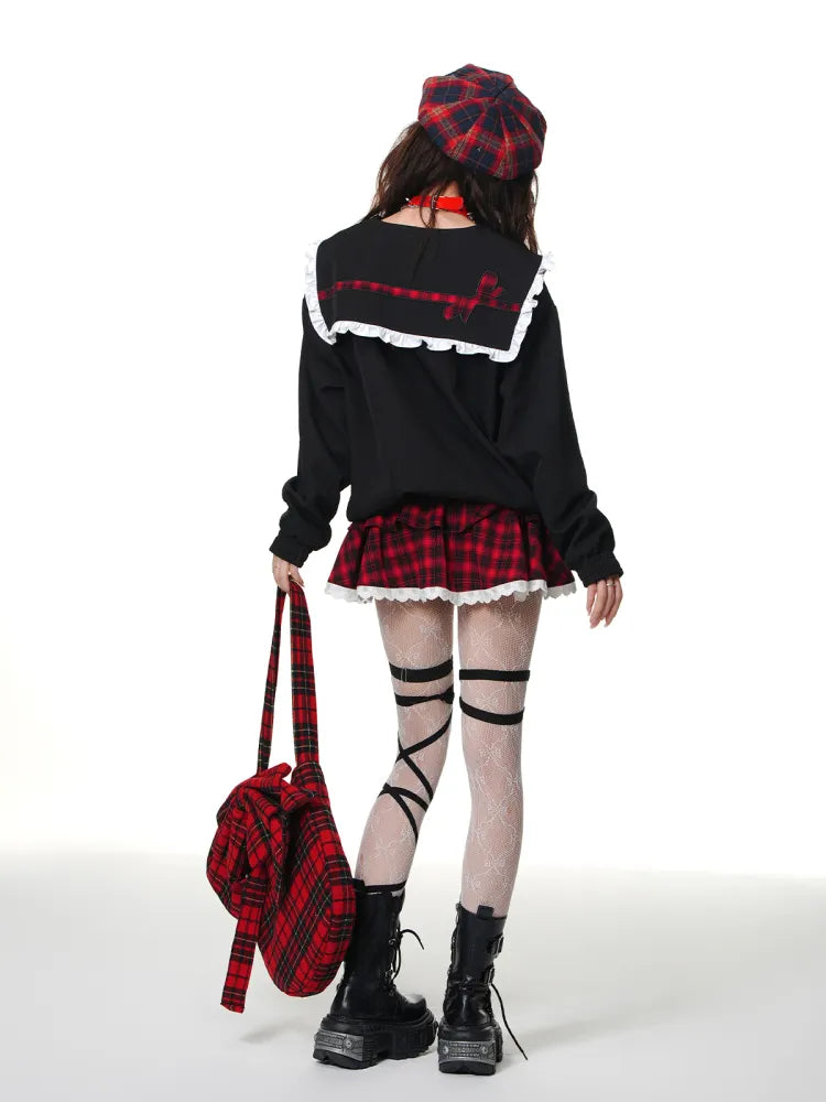 レーススカート レッドトリム チェック柄