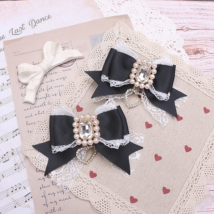 Bowknot Kei Color 6 Rhinestone Options Hairclip Jirai Lace