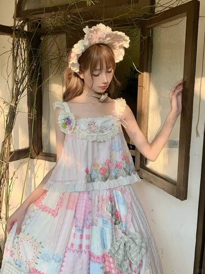 Bunny Embroidery Light Pink Sweet Tulip Top