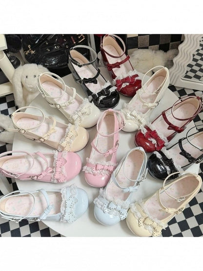 Red Sweetheart Butterfly Bow Round Toe Mary Jane - MUMA Lolita