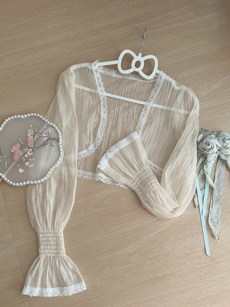 Haut Transparent Manches Longues Abricot Lolita