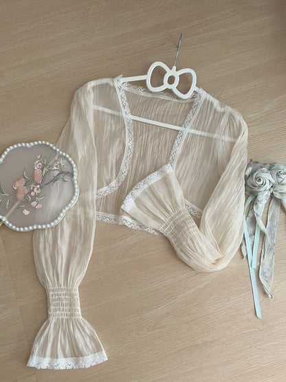 Haut Transparent Manches Longues Abricot Lolita