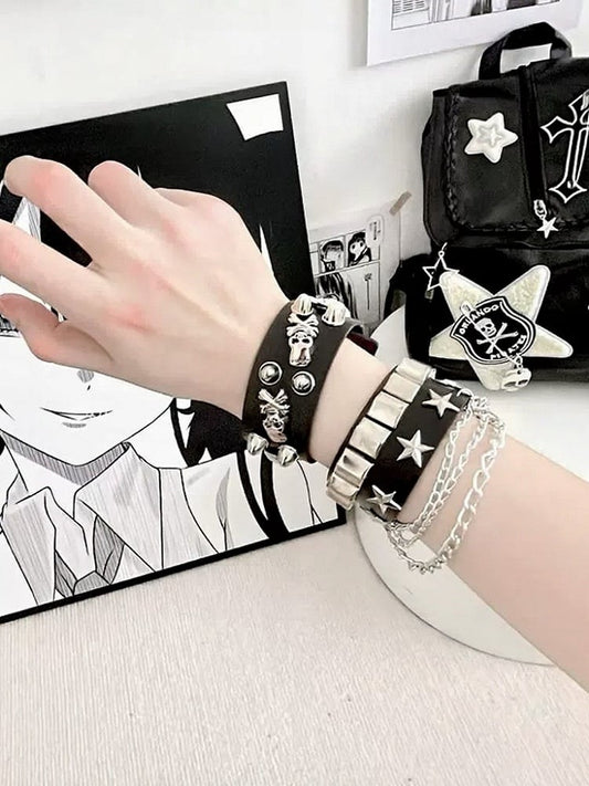 Colors Star Set - Chain Skeleton Stud 2 Bracelet Wide