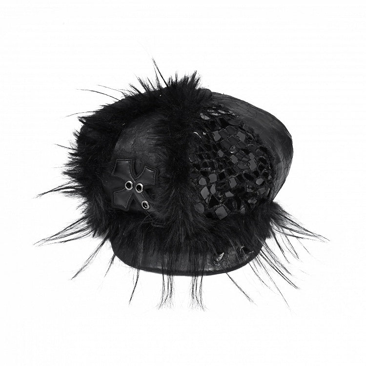 Dark Gothic Snakeskin Cross Black Beret