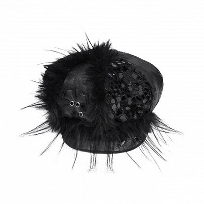 Dark Gothic Snakeskin Cross Black Beret