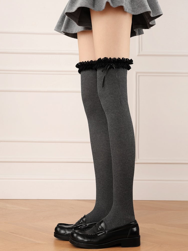 45CM Decoration Lace 4 Vertical Stockings Pattern Lolita Trim with Colors Bow Striped