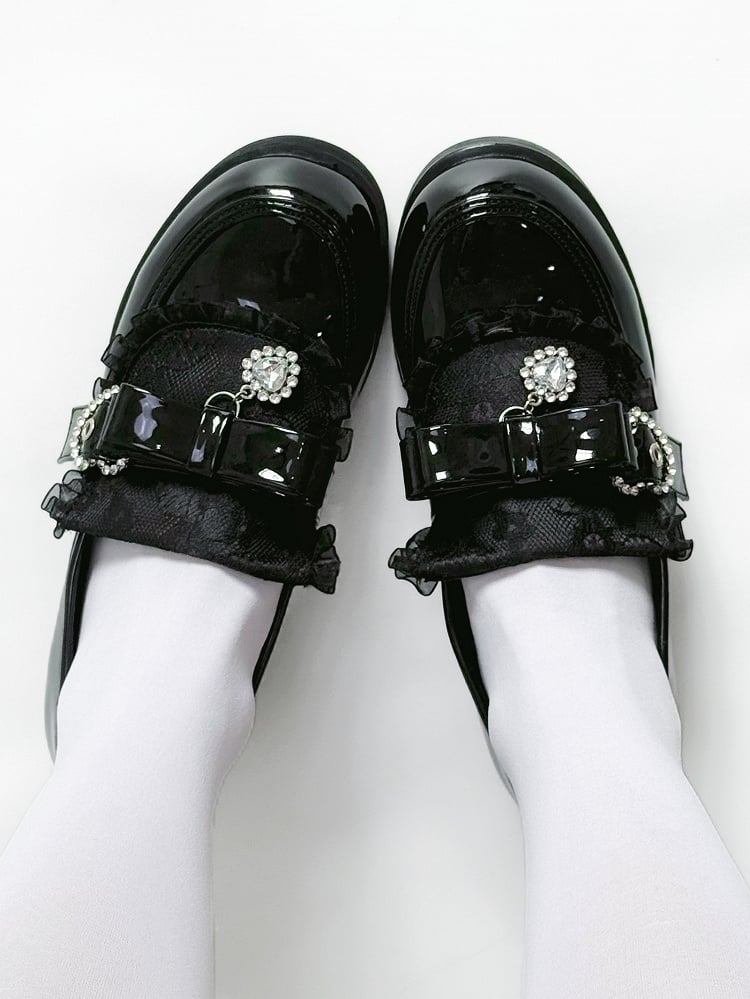 Jirai Polished Black Low Slip-On - with Loafers Kei Heel