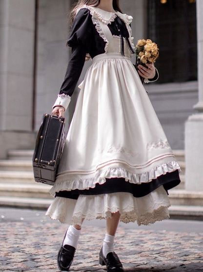 Blumenschürze Version Kurz/Lang Stickerei Weiß