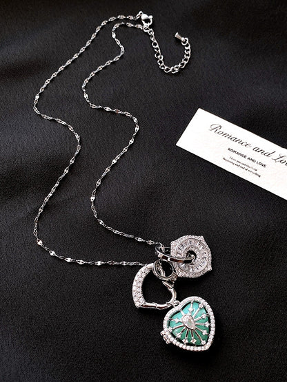 Und Halskette Bittersüß Y2K Herz Kreuz Anhänger Rosa/Blau/Grün Strass