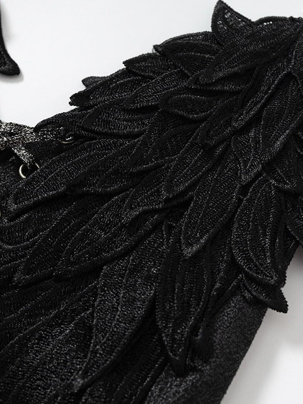 3D Wing Embroidered Lace Corset Top in Black - NO ROMANCE