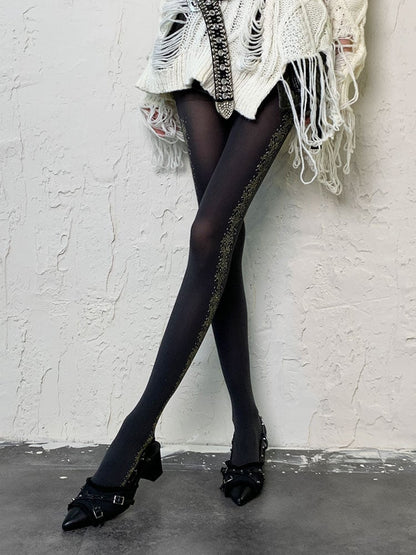 Gothic Schwarze Y2K Jacquard Strumpfhose