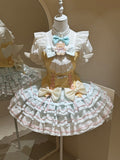 Bear Angel Lolita Full Set: Short-Sleeve Top, Ruffle Skirt, Wings & Bow - Sweet Dream Box