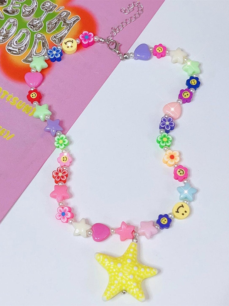 Collier pendentif 4 couleurs étoile de mer perles options Y2K
