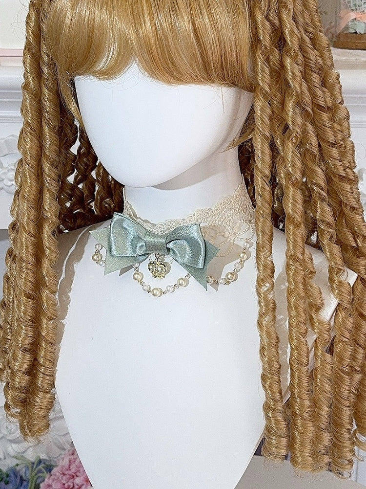 ビーズとオプションのペンダントレースカラークラウン4チョーカー蝶結び