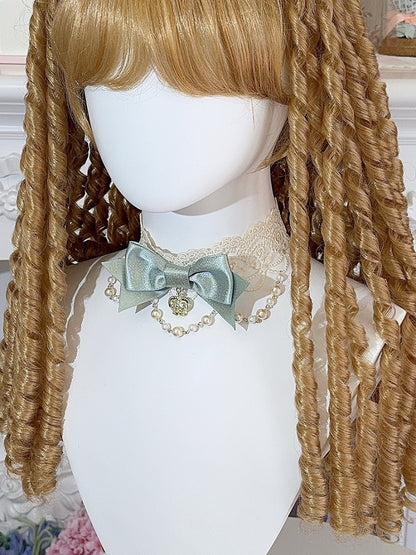 ビーズとオプションのペンダントレースカラークラウン4チョーカー蝶結び