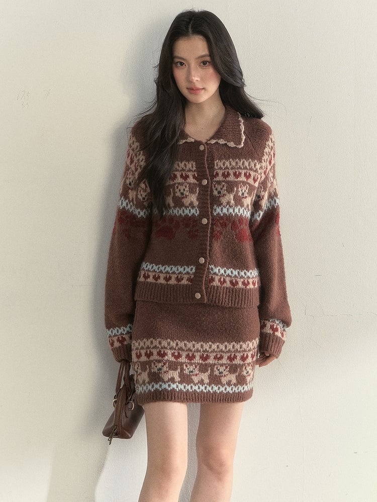 Kawaii Sweater Style Knit Pattern with Retro Dog