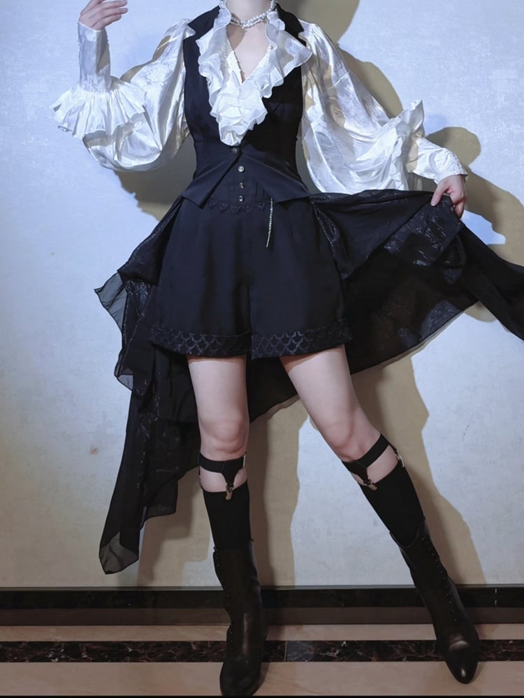 Lolita Boned Waist Corset Shorts Black Ouji High Belt Prince