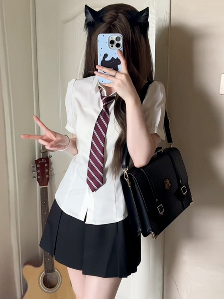 Puff Uniform Self-tie Design White At Back JK Shirt Sleeves