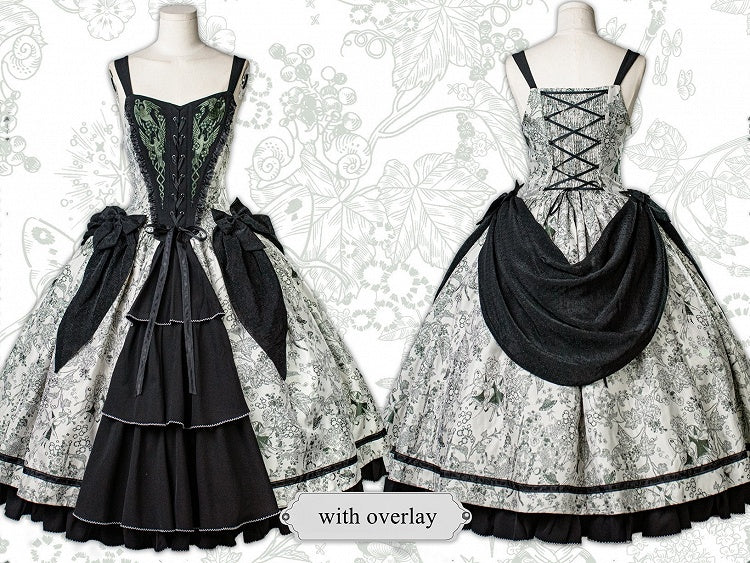 Green Forest Elegant with Print Animals Dress Lolita Bodice and Corset