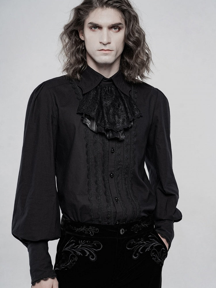Gothic Gorgeous Black Sleeve Long Men's Shirt