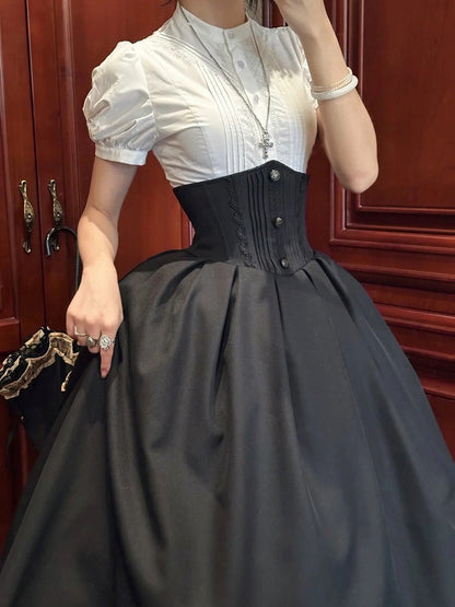 Skirt Lolita Corset Belt High Long Black Waist