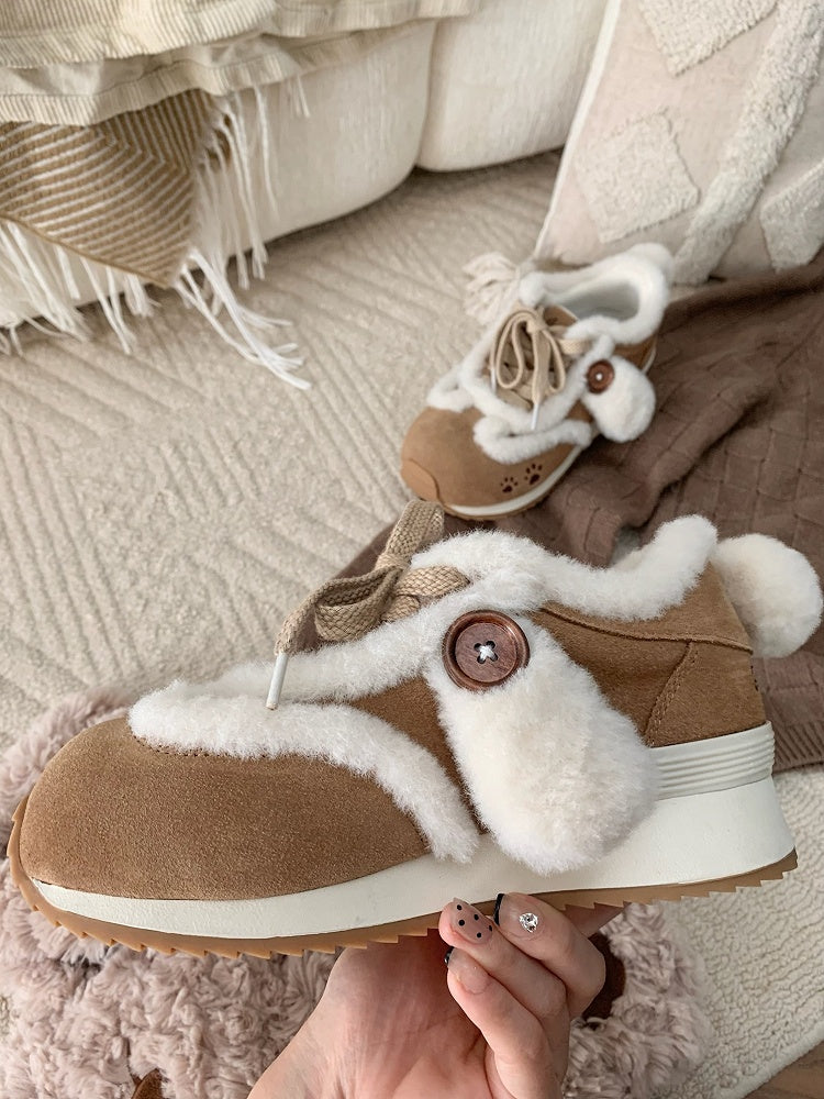 Lolita Sweet - Embroidery Brown Sneakers Paw