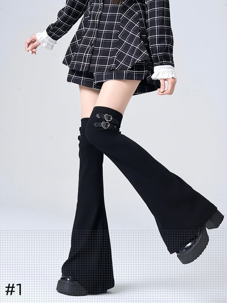 ジライケイ ハートバックル パンク オーバーニー レッグウォーマー