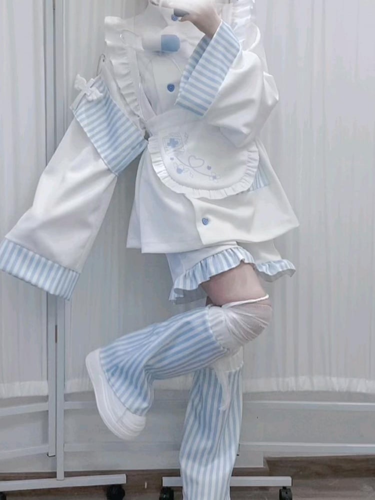 Tenshi Kaiwai White & Blue Stripe Yami Kawaii Full Set