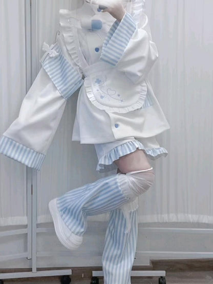 Tenshi Kaiwai Weiße &amp; Blaue Kapselförmige Yami Kawaii Brosche