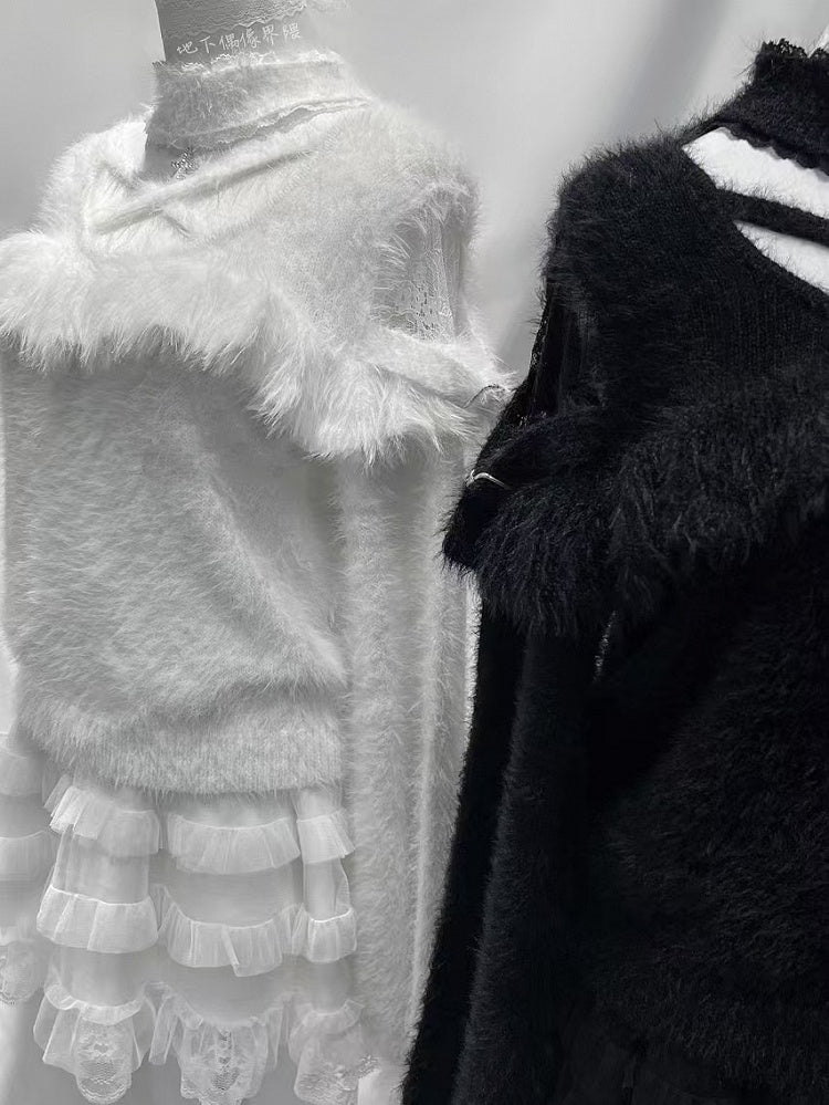 White Criss-cross with Sweater Neckline