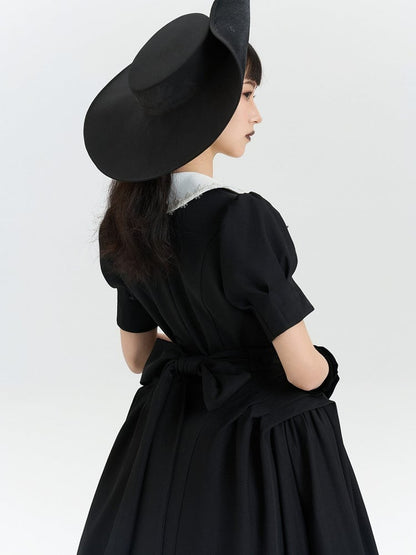 OP Lolita Vintage Sleeves Black Dress Gothic Puff