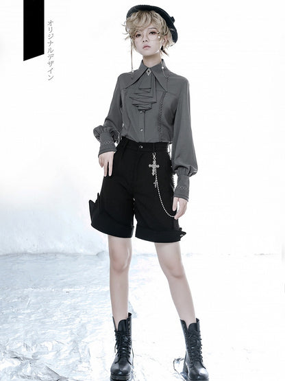 ラム肉ロリータジャボシャツグレー袖王子