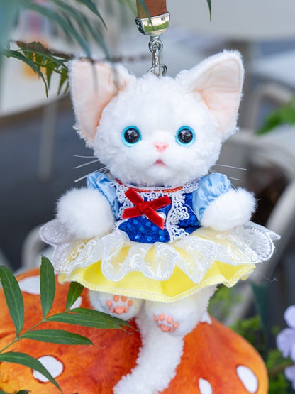 Cute Black/Gray/White with Skirt Yellow Devon Keychain Cat Accent
