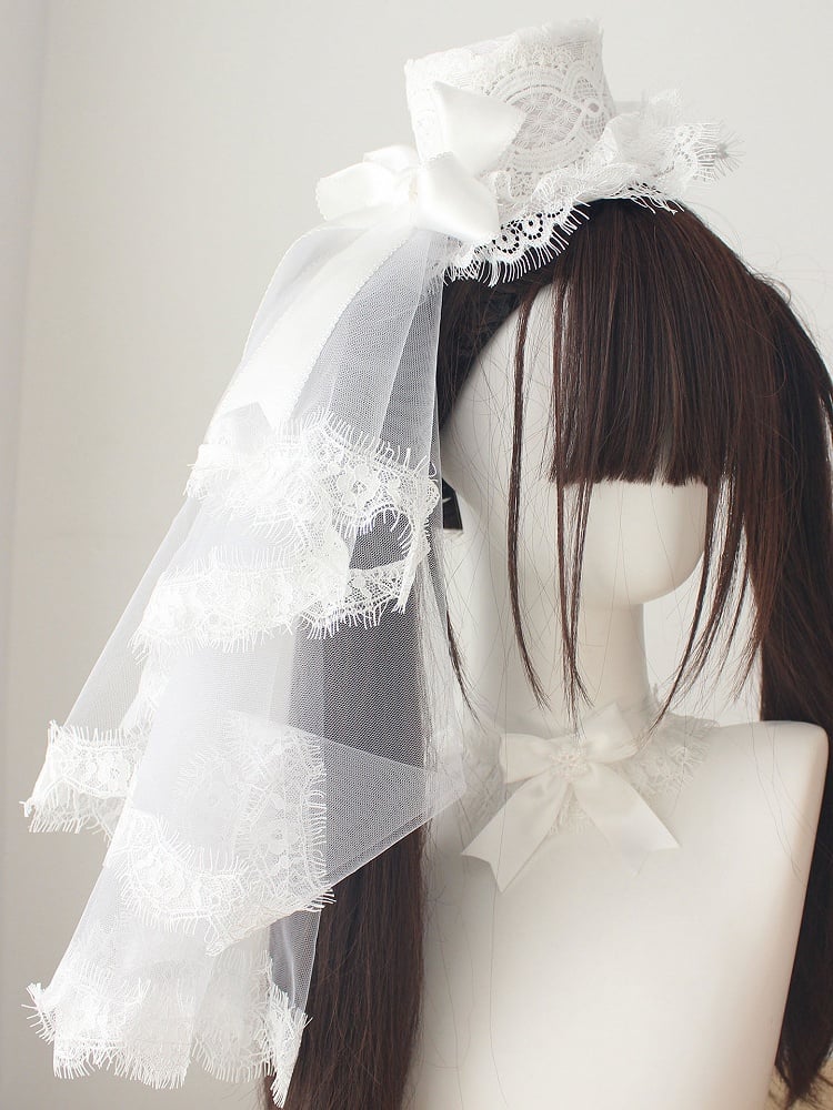 Accessory Lolita Choker) + Hat+Veil Full Set Cuffs (Mini Wrist Shiro