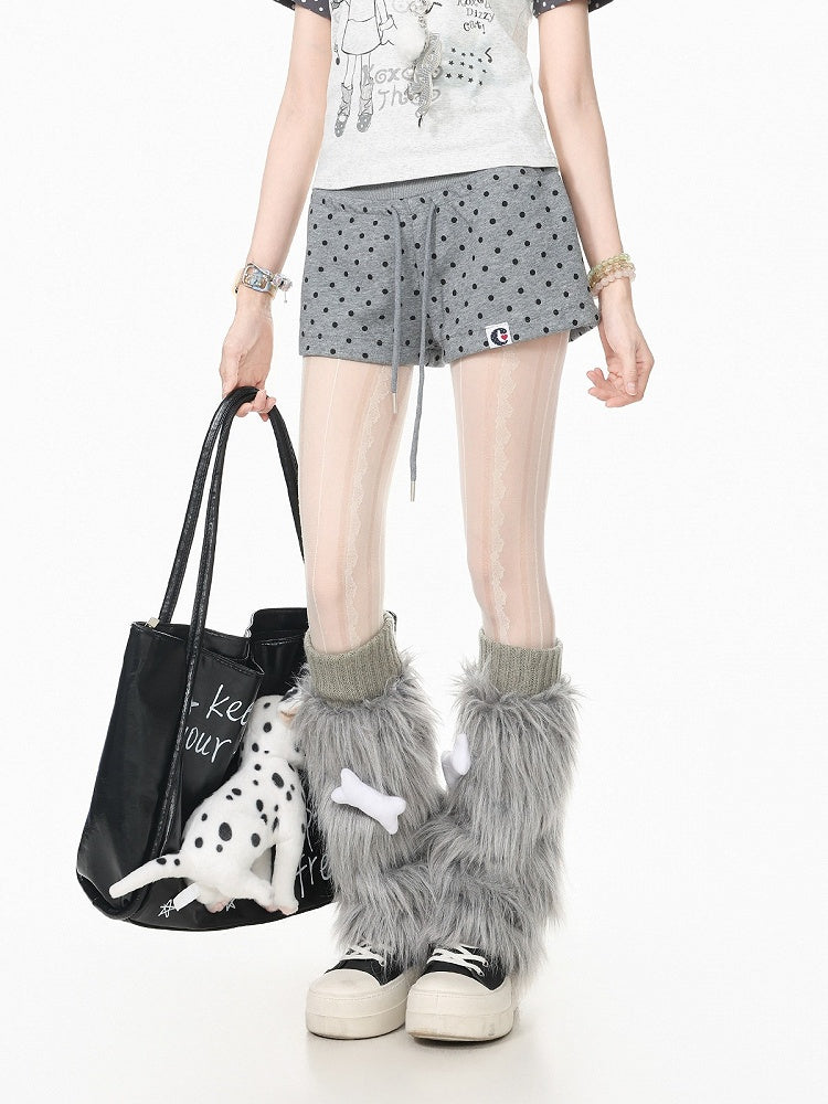 Gray Polka Dot Drawstring Shorts - Languid Park