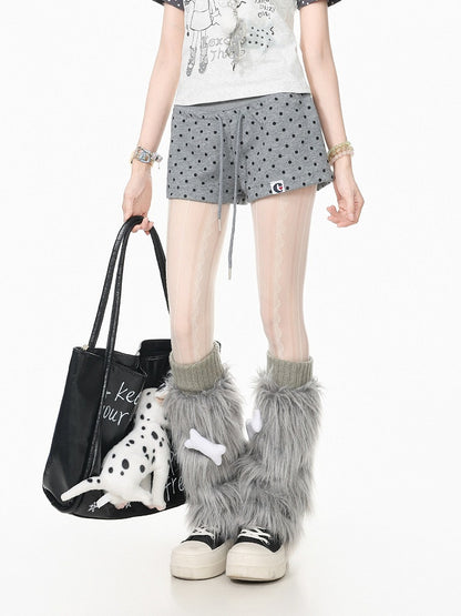 Gray Polka Dot Drawstring Shorts - Languid Park