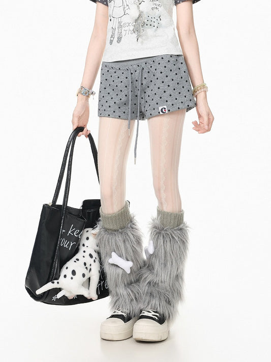 Gray Polka Dot Drawstring Shorts - Languid Park
