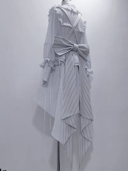 Big Theater Bunny Train Gestreifte Schleife Weiß