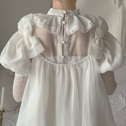 White Sleeves Blouse Ruff Puff Lolita Collar