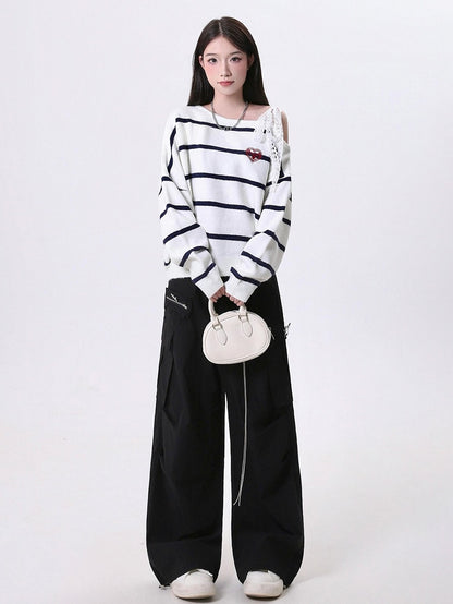 with Butterfly Black Techwear Chain Pants Cargo Accent