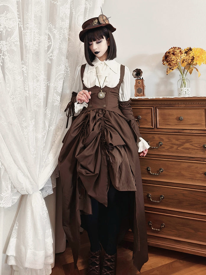 Brown Steampunk Lolita Under Bust Gothic Waistcoat
