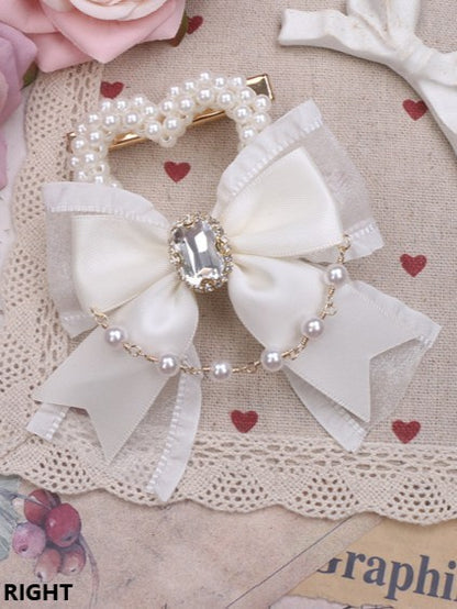 Pearl Heart Color Options Kei 3 Jirai Bowknot Hairclip Chian