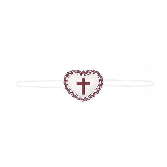 Red with and White Trim Eye Heart-Shaped Cross Lace Embroidery Mask