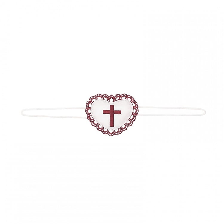 with and White Cross Eye Embroidery Heart-Shaped Mask Trim Lace Red