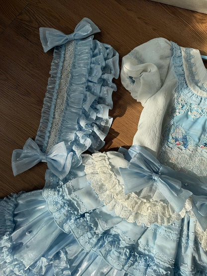 Bowknot Hairband Blue Ruffle