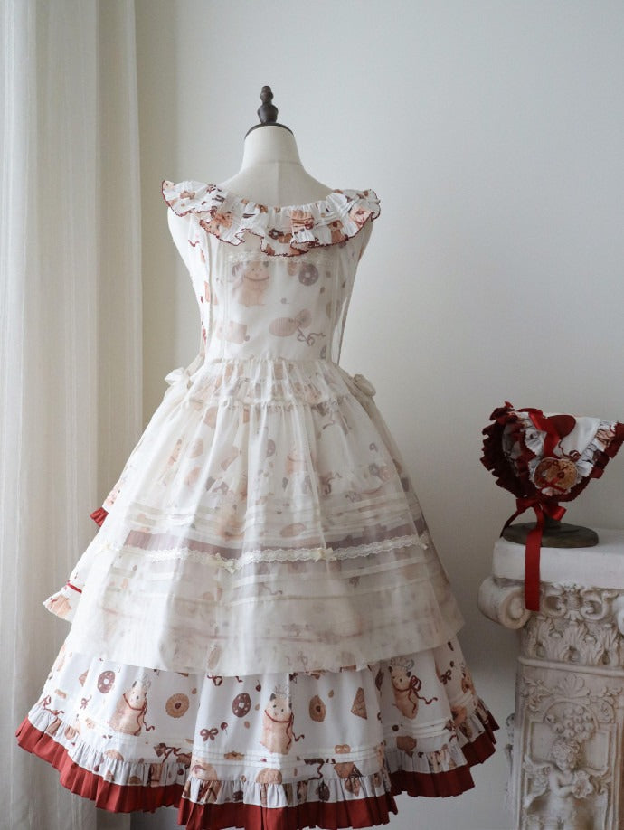 Schürze Süße Bowknots Beige Lolita mit