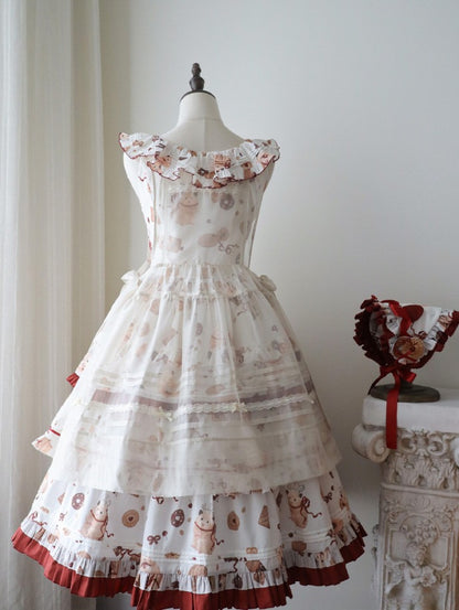 Schürze Süße Bowknots Beige Lolita mit